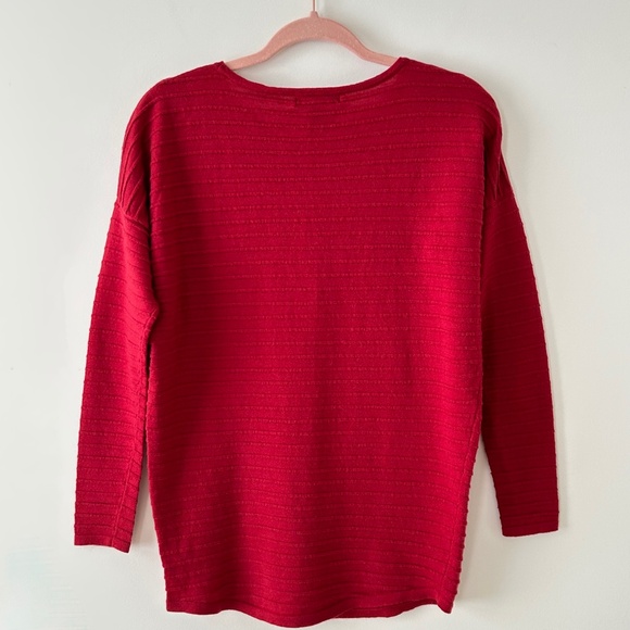Calvin Klein Red Wool Blend Ribbed Crewneck Sweater - Picture 9 of 16